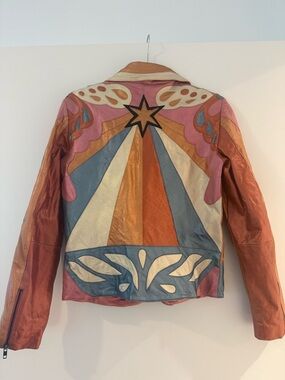 70s inspired Vegan Leather Jacket - Multicolor